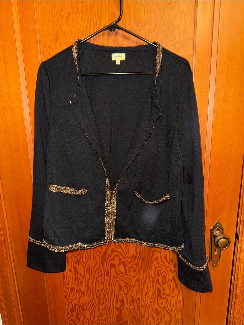 Pixley Black Blazer with Gold Trim